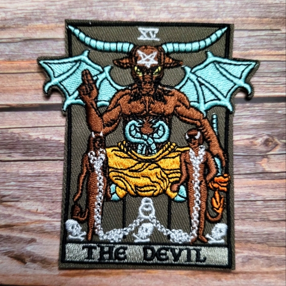 None Other - 3/13$  The Devil Tarot Card Full Color Occult Embroidered Iron on Patch